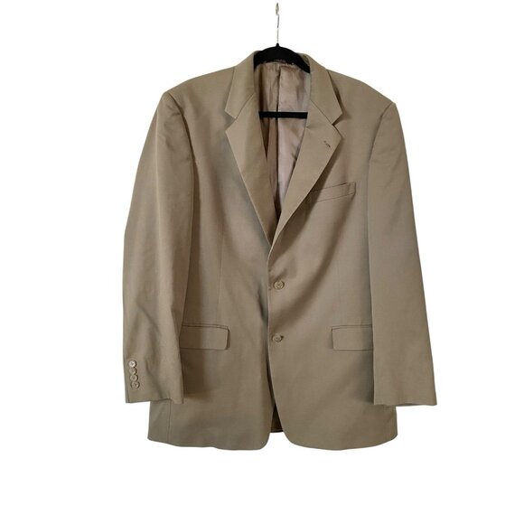 Hart Schaffner Marx 44L 38x29 Beige Plaid Gold Trumpeter Mens Jacket Pants Suit - Picture 2 of 13